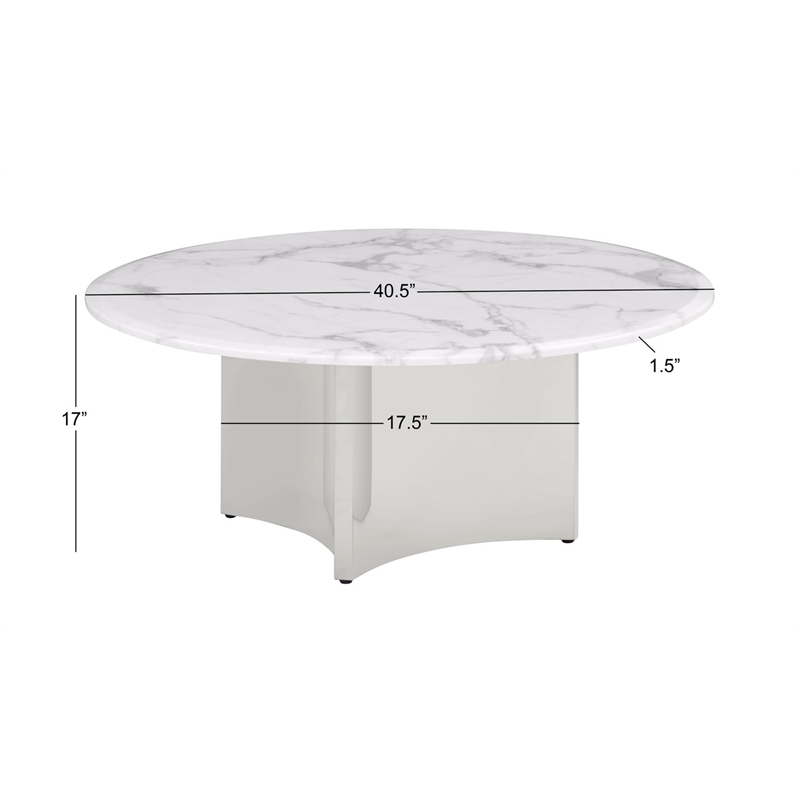Best Quality Furniture White Marble Circular Coffee Table with Stainless Steel