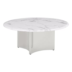 Best Quality Furniture White Marble Circular Coffee Table with Stainless Steel