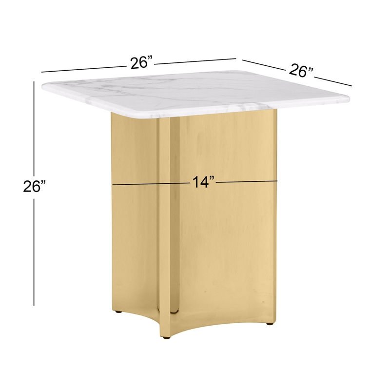 Best Quality Furniture 2pc White Marble Coffee Table Set with Stainless Steel