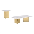 Best Quality Furniture 2pc White Marble Coffee Table Set with Stainless Steel