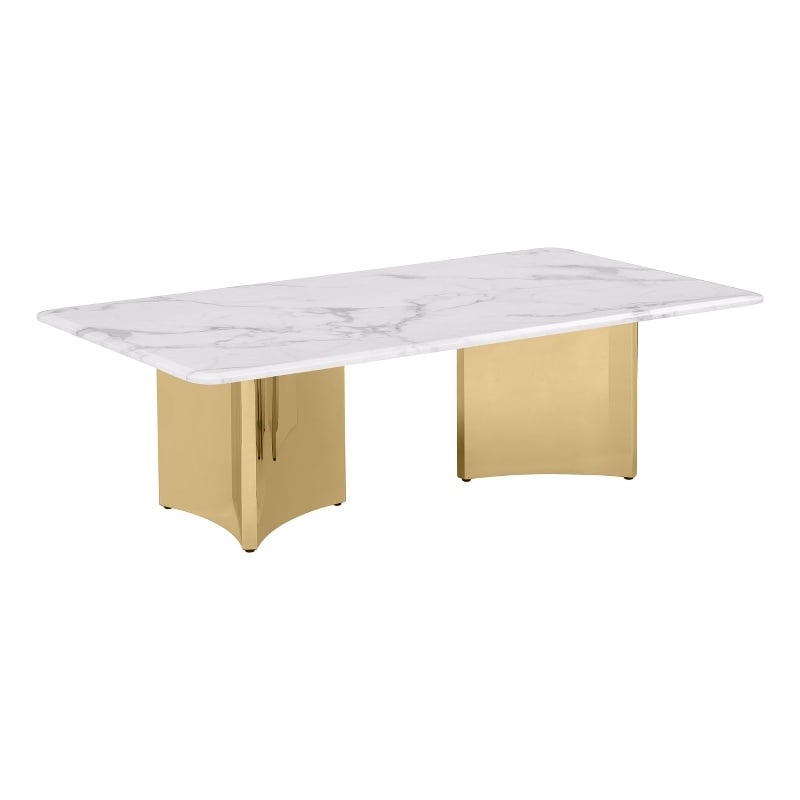 Best Quality Furniture White Marble Coffee Table with Stainless Steel Base