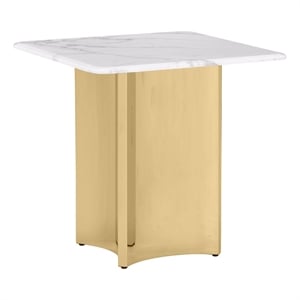 Best Quality Furniture White Marble End Table with Stainless Steel Base