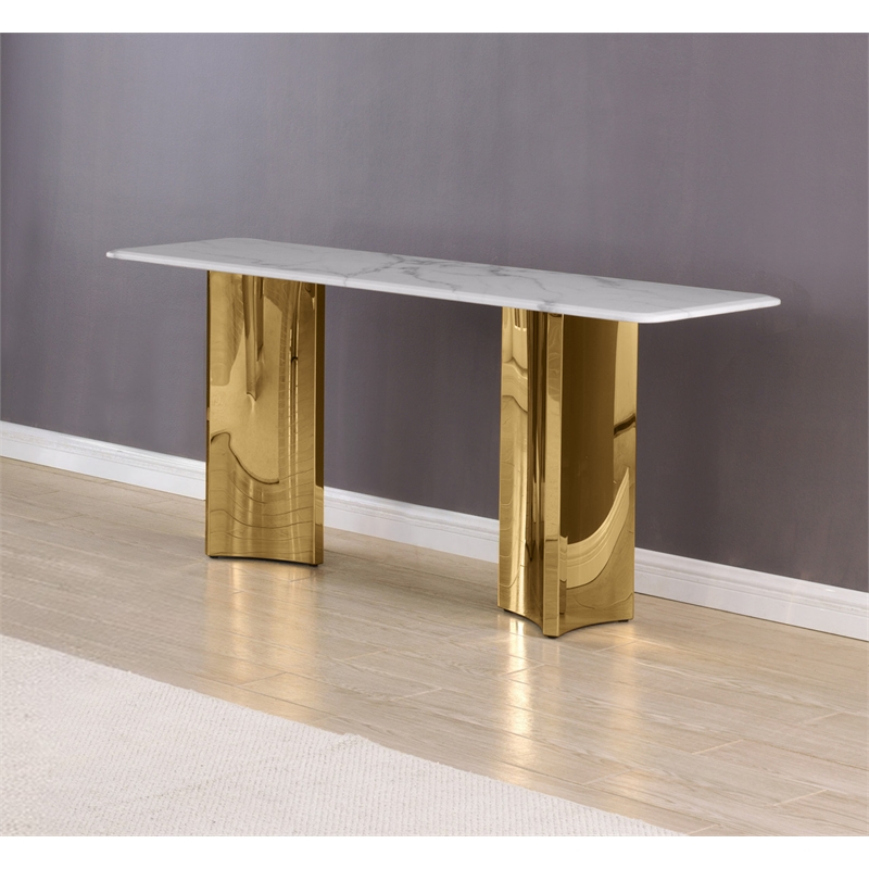 Best Quality Furniture White Marble Console Table with Stainless Steel Base