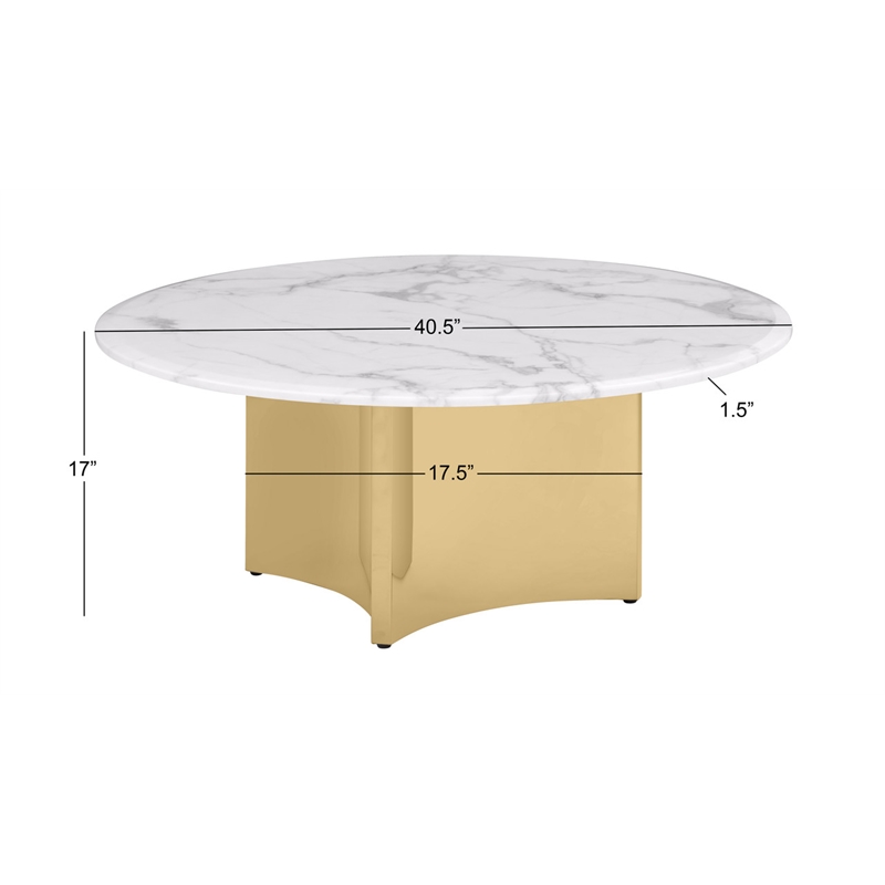 Best Quality Furniture White Marble Circular Coffee Table with Stainless Steel