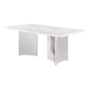 Best Quality Furniture 72 x 42 White Marble Dining Table with Stainless Steel