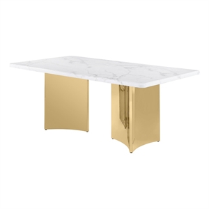 Best Quality Furniture 72 x 42 White Marble Dining Table with Stainless Steel