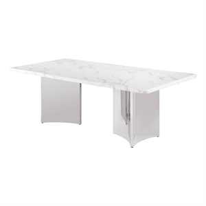 Best Quality Furniture 87 x 42 White Marble Dining Table with Stainless Steel