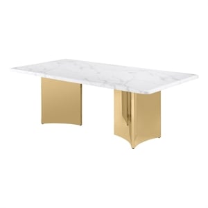 Best Quality Furniture 87 x 42 White Marble Dining Table with Stainless Steel