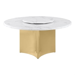 Best Quality Furniture 60 x 60 White Marble Dining Table with Lazy Susan