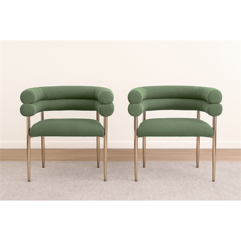 Best Quality Furniture Green Teddy Fabric Side Chairs with Gold Iron Base