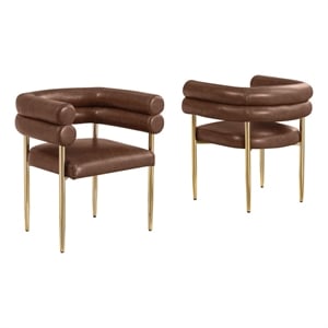 Best Quality Furniture Faux Leather Side Chairs with Gold Iron Base