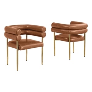 Best Quality Furniture Faux Leather Side Chairs with Gold Iron Base