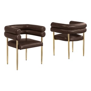 Best Quality Furniture Faux Leather Side Chairs with Gold Iron Base