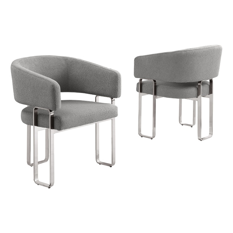 Best Quality Furniture Gray Teddy Fabric Side Chairs with Silver Iron Base