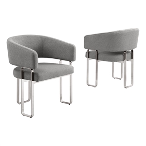Best Quality Furniture Gray Teddy Fabric Side Chairs with Silver Iron Base