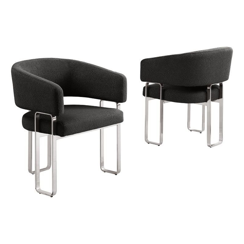 Best Quality Furniture Black Teddy Fabric Side Chairs with Silver Iron Base