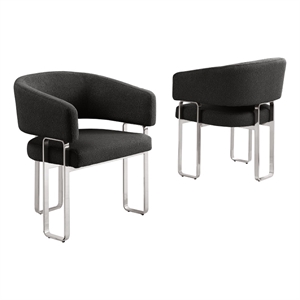 Best Quality Furniture Black Teddy Fabric Side Chairs with Silver Iron Base