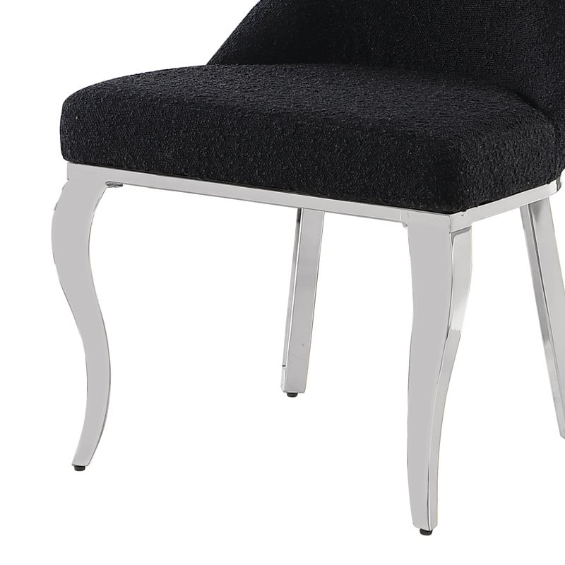 Best Quality Furniture Black Boucle Fabric Chairs with Silver Iron Frame