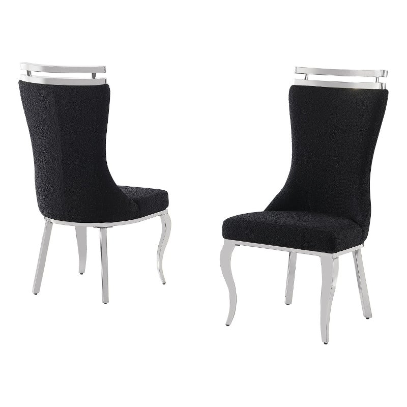 Best Quality Furniture Black Boucle Fabric Chairs with Silver Iron Frame