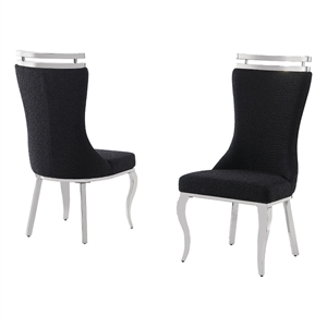 Best Quality Furniture Black Boucle Fabric Chairs with Silver Iron Frame