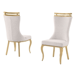 Best Quality Furniture Cream Boucle Fabric Chairs with Gold Iron Frame