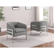 Best Quality Furniture Gray Teddy Fabric Accent Chair with Silver Iron Base