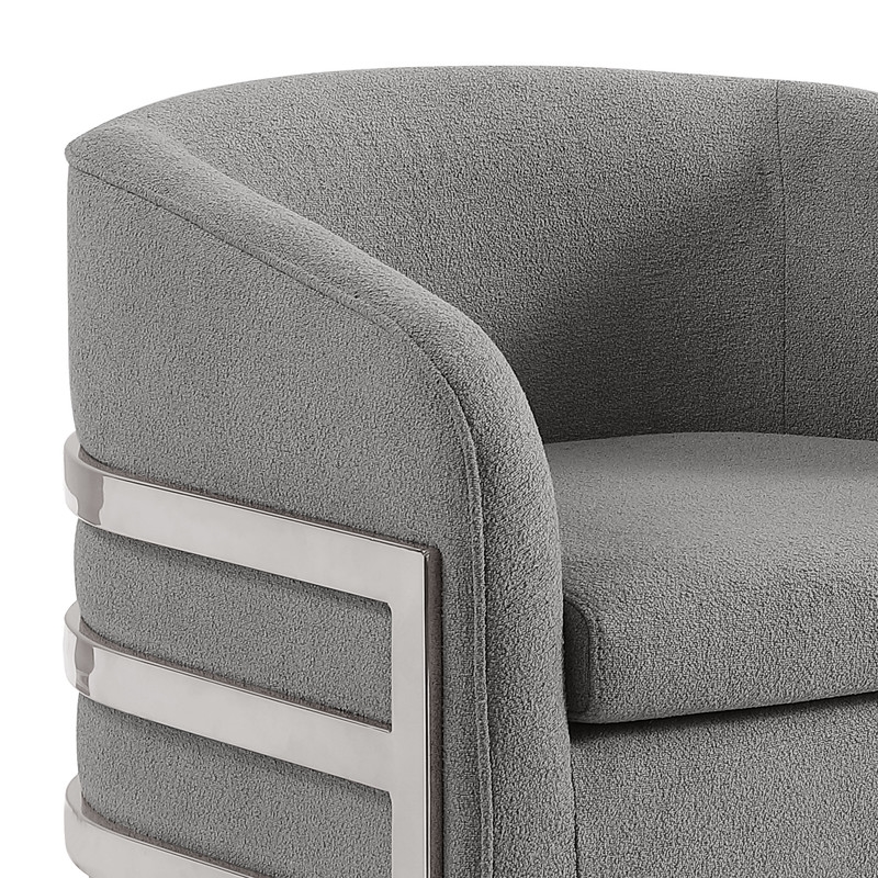 Best Quality Furniture Gray Teddy Fabric Accent Chair with Silver Iron Base