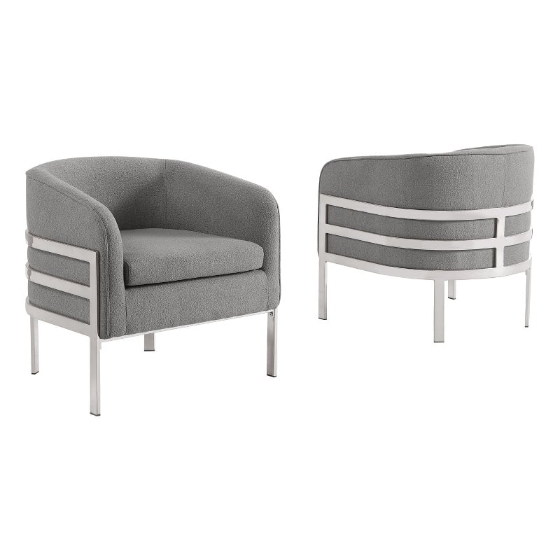 Best Quality Furniture Gray Teddy Fabric Accent Chair with Silver Iron Base