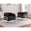Best Quality Furniture Black Teddy Fabric Accent Chair with Silver Iron Base
