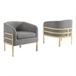 Best Quality Furniture Gray Teddy Fabric Accent Chair with Gold Iron Base