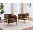 Best Quality Furniture Mocha Faux Leather Accent Chair with Gold Chrome Base