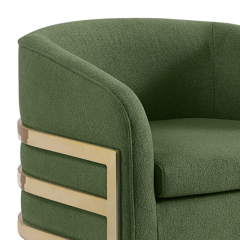 Best Quality Furniture Green Teddy Fabric Accent Chair with Gold Iron Base