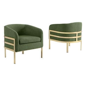 Best Quality Furniture Green Teddy Fabric Accent Chair with Gold Iron Base