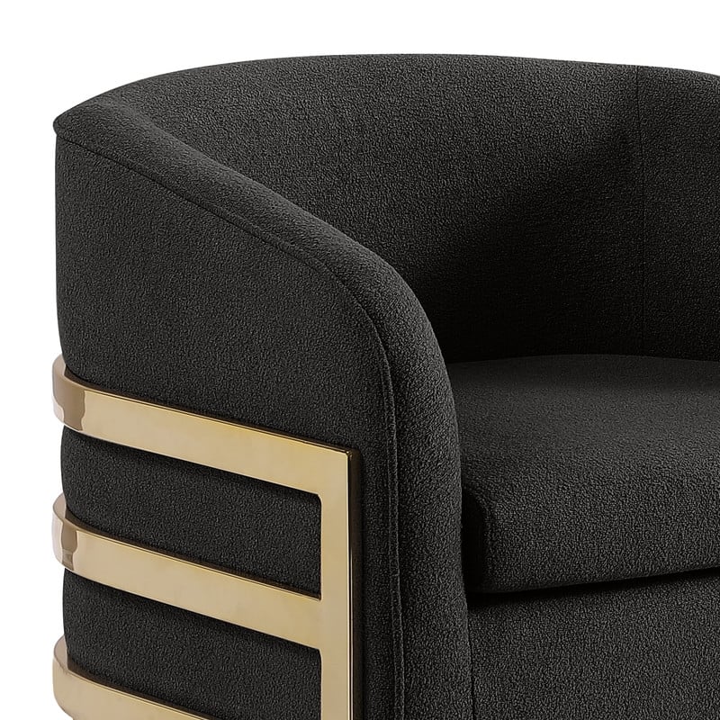 Best Quality Furniture Black Teddy Fabric Accent Chair with Gold Iron Base