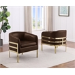 Best Quality Furniture Espresso Faux Leather Accent Chair with Gold Chrome Base