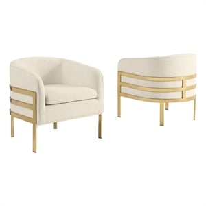 Best Quality Furniture Cream Teddy Fabric Accent Chair with Gold Iron Base