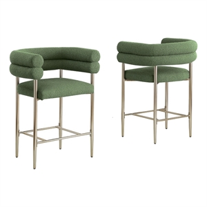 Best Quality Furniture Green Teddy Counterheight Chairs with Gold Iron Base