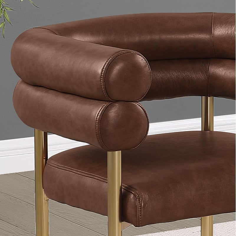 Best Quality Furniture Mocha Faux Leather Counterheights with Gold Base