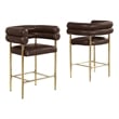 Best Quality Furniture Espresso Faux Leather Counterheights with Gold Base