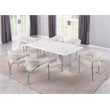 Best Quality Furniture 7 Piece White Marble Dining Set with Stainless Steel Base