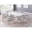 Best Quality Furniture 7 Piece White Marble Dining Set with Stainless Steel Base