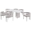 Best Quality Furniture 7 Piece White Marble Dining Set with Stainless Steel Base
