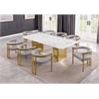 Best Quality Furniture 9 Piece White Marble Dining Set with Stainless Steel Base