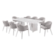 Best Quality Furniture 9 Piece White Marble Dining Set with Stainless Steel Base