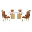 Best Quality Furniture 7 Piece White Marble Dining Set with Stainless Steel Base