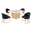 Best Quality Furniture 5 Piece White Marble Dining Set with Stainless Steel Base