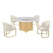 Best Quality Furniture 5 Piece White Marble Dining Set with Stainless Steel Base