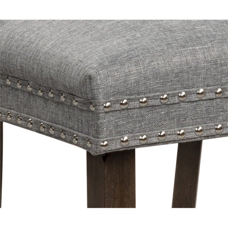 Best Quality Furniture Set of 2 Classic Dining Chairs with Gray Linen Fabric