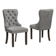 Best Quality Furniture Set of 2 Classic Dining Chairs with Gray Linen Fabric