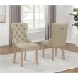 Best Quality Furniture Set of 2 Classic Dining Chairs with Beige Linen Fabric